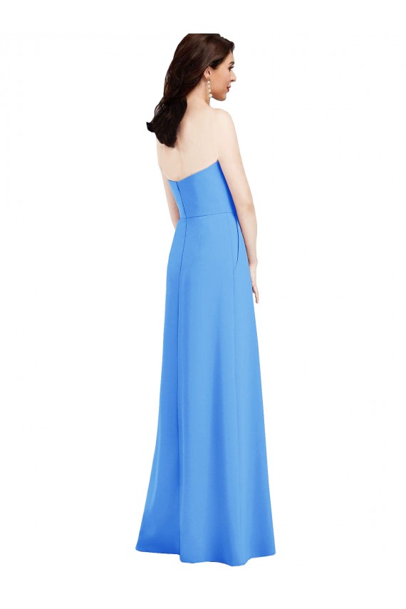 Azul Verde pavo real Trompeta Sin tirantes Crepé Elástico Largo Vestidos de dama de honor / Vestidos de fiesta