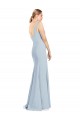 Azul cielo claro Trompeta Cuello en V Crepé Elástico Largo Vestidos de dama de honor / Vestidos de fiesta