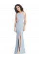 Azul cielo claro Trompeta Halter Crepé Elástico Largo Vestidos de dama de honor / Vestidos de fiesta