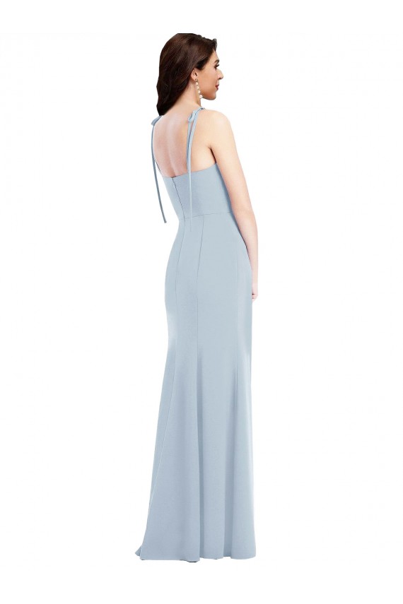Azul cielo claro Trompeta Sin tirantes Crepé Elástico Largo Vestidos de dama de honor / Vestidos de fiesta