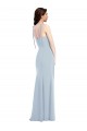 Azul cielo claro Trompeta Sin tirantes Crepé Elástico Largo Vestidos de dama de honor / Vestidos de fiesta