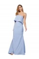 Azul cielo claro línea A Sin tirantes Crepé Elástico Largo Formales Vestidos de dama de honor / Vestidos de fiesta