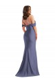 Azul francés Sirena Hombros Descubiertos Satén sedoso Largo Formales Vestidos de dama de honor / Vestidos de fiesta