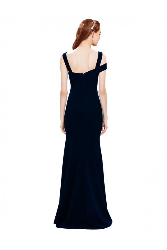 Azul marina oscuro Sirena Hombros Descubiertos Crepé Elástico Largo Formales Vestidos de dama de honor / Vestidos de fiesta