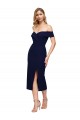Azul marina oscuro Sirena Hombros Descubiertos Midi Crepé Elástico Corto Formales Vestidos de dama de honor / Vestidos de fiesta / Vestidos de cóctel