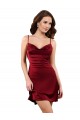 Borgoña Cubierta Midi Satén sedoso Corto Formales Vestidos de dama de honor / Vestidos de fiesta / Vestidos de cóctel