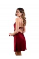 Borgoña Cubierta Midi Satén sedoso Corto Formales Vestidos de dama de honor / Vestidos de fiesta / Vestidos de cóctel