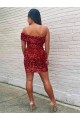Borgoña Cubierta Un Hombre Corto Lentejuelas Terciopelo Corto Vestidos de fiesta