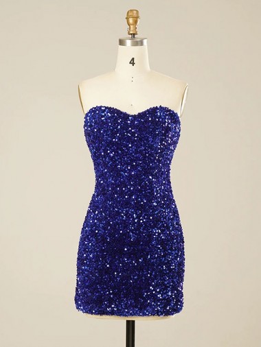 Color mostrado Cubierta Cuello de Corazón Corto Lentejuelas Terciopelo Corto Vestidos de fiesta