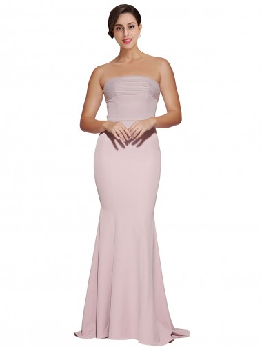 Cubierta Sin tirantes Barrer tren Crepé Elástico Largo Formales Vestidos de dama de honor / Vestidos de fiesta