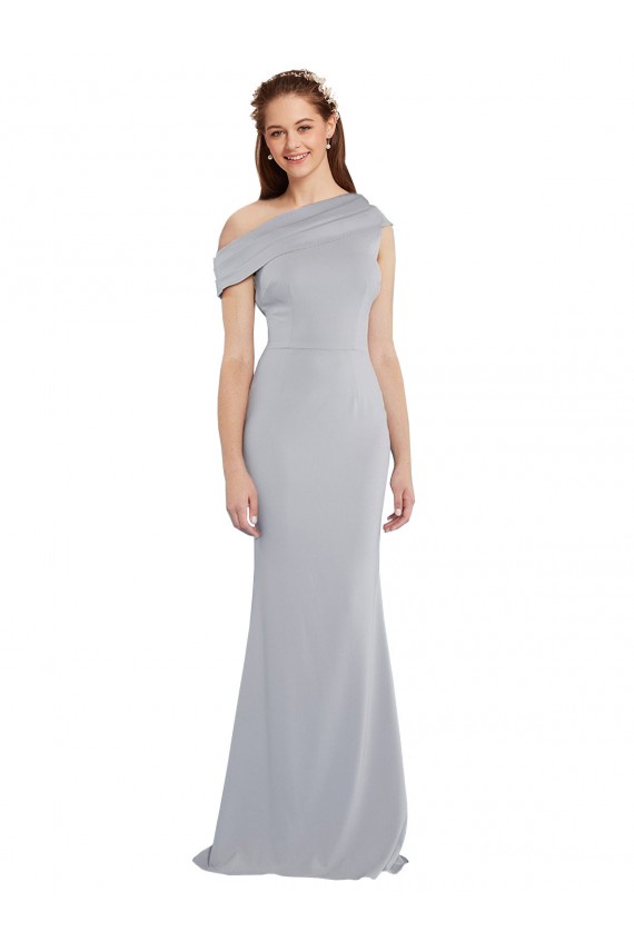 Gris 24 Sirena Un Hombre Crepé Elástico Largo Formales Vestidos de dama de honor / Vestidos de fiesta