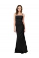 Negro Cubierta Tirantes espagueti Cuadrado Crepé Elástico Largo Formales Vestidos de dama de honor / Vestidos de fiesta