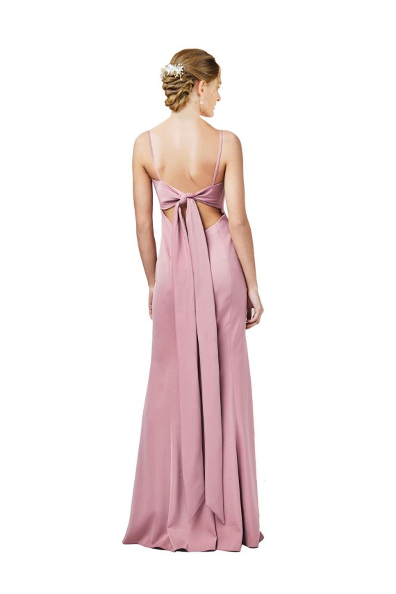 Negro Cubierta Tirantes espagueti Cuadrado Crepé Elástico Largo Formales Vestidos de dama de honor / Vestidos de fiesta