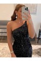 Negro Cubierta Un Hombre Corto Lentejuelas Terciopelo Corto Vestidos de fiesta