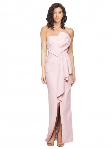 Rosa Cubierta Sin tirantes Crepé Elástico Largo Formales Vestidos de dama de honor / Vestidos de fiesta