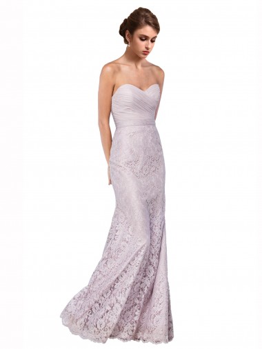 Sirena Cuello de Corazón Encaje Largo Vestidos de dama de honor / Vestidos de fiesta