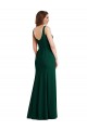 Verde Midnight Trompeta Cuadrado Crepé Elástico Largo Vestidos de dama de honor / Vestidos de fiesta