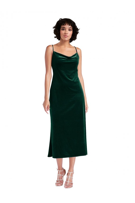 Verde oscuro Cubierta Midi Terciopelo Elástico Corto Formales Vestidos de dama de honor / Vestidos de fiesta / Vestidos de cóctel