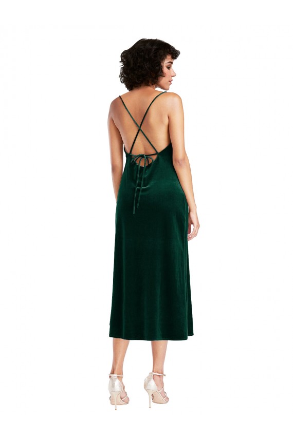 Verde oscuro Cubierta Midi Terciopelo Elástico Corto Formales Vestidos de dama de honor / Vestidos de fiesta / Vestidos de cóctel