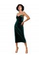 Verde oscuro Cubierta Tirantes espagueti Midi Terciopelo Elástico Corto Formales Vestidos de dama de honor / Vestidos de fiesta / Vestidos de cóctel