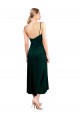 Verde oscuro línea A Tirantes espagueti Midi Terciopelo Elástico Corto Vestidos de dama de honor / Vestidos de fiesta / Vestidos de cóctel