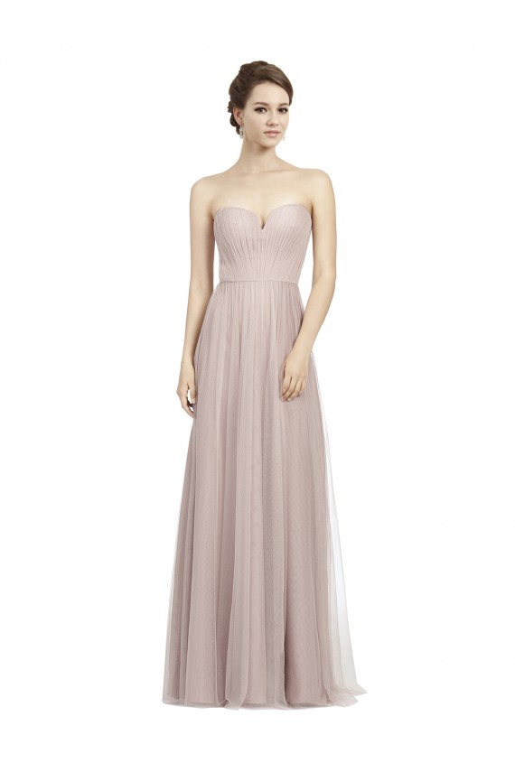 Vintage Rose línea A Cuello de Corazón Tul Largo Vestidos de dama de honor